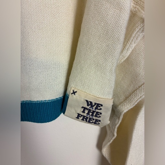 Free People Into the Blue Wool Blend Crop Sweater in Tropical Blue Combo Medium - Picture 6 of 12